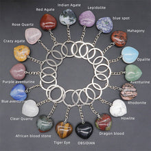 simple style heart shape natural stone polishing crystal keychain