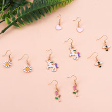 1 set fashion heart shape flower alloy enamel women's drop earrings