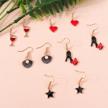 1 set fashion heart shape flower alloy enamel women's drop earrings