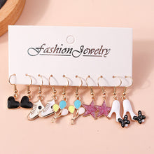 1 set fashion heart shape flower alloy enamel women's drop earrings