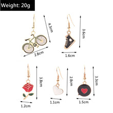 1 set fashion heart shape flower alloy enamel women's drop earrings