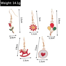 1 set fashion heart shape flower alloy enamel women's drop earrings