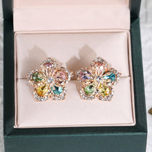 Luxury Rhinestones Earrings Elegant Crystal Flower Stud Earrings