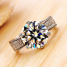 fashion classic six-prong ring copper plated platinum zircon ring