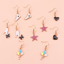 1 set fashion heart shape flower alloy enamel women's drop earrings