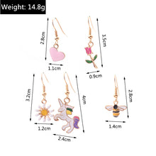 1 set fashion heart shape flower alloy enamel women's drop earrings