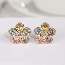 Luxury Rhinestones Earrings Elegant Crystal Flower Stud Earrings