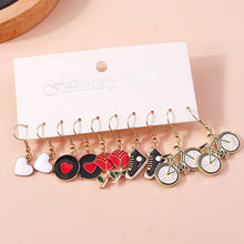 1 set fashion heart shape flower alloy enamel women's drop earrings