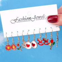 1 set fashion heart shape flower alloy enamel women's drop earrings