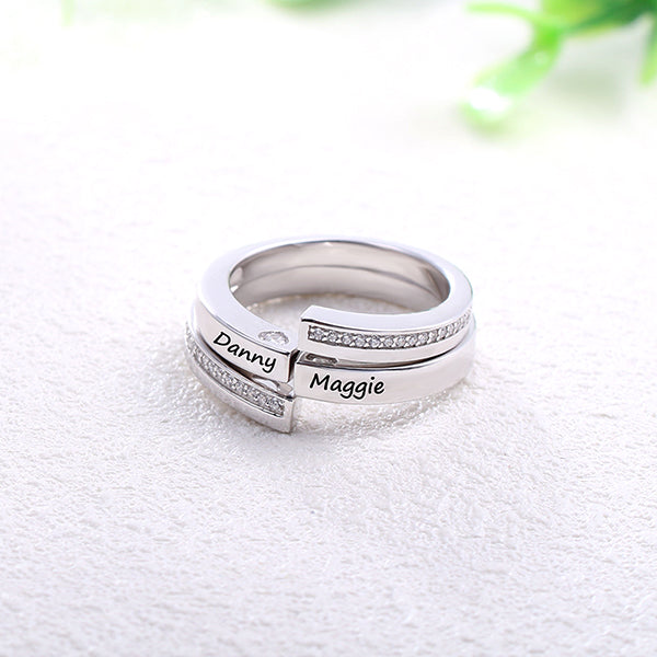 Engraved Combination Infinity Design Ring For Couples