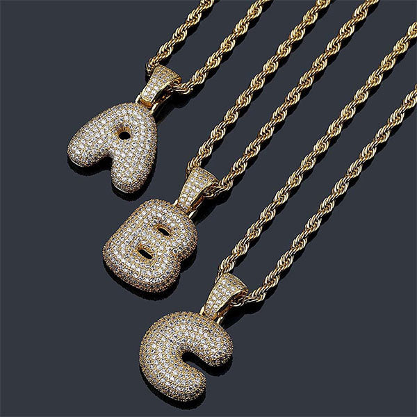 Custom Hip Hop Bubble Letter Necklace Jewelry Treasures