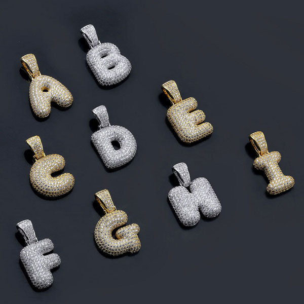 Custom Hip Hop Bubble Letter Necklace Jewelry Treasures