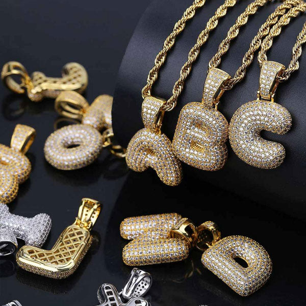 Custom Hip Hop Bubble Letter Necklace Jewelry Treasures