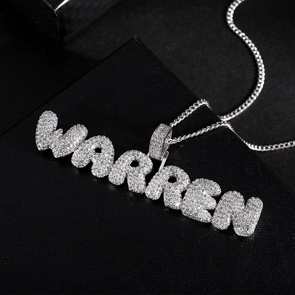 Custom Hip Hop Bubble Letter Necklace Jewelry Treasures