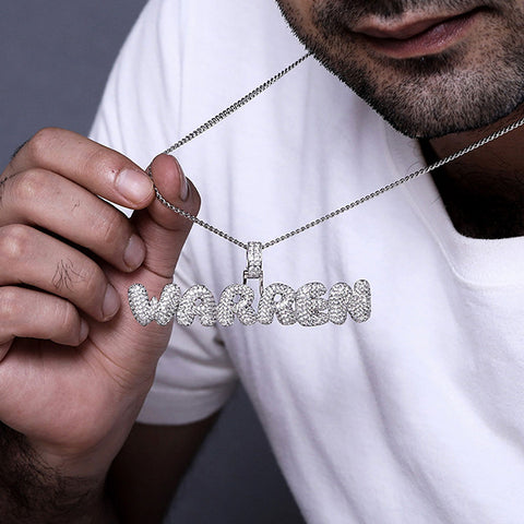 Custom Hip Hop Bubble Letter Necklace Jewelry Treasures