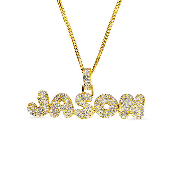 Custom Hip Hop Bubble Letter Necklace Jewelry Treasures