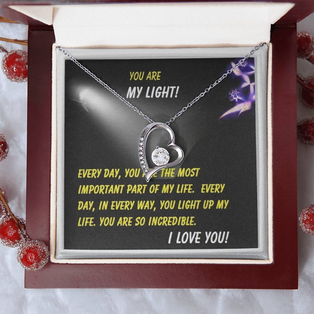 Personalized "You Are My Light" Gift Message Card Necklace for Women