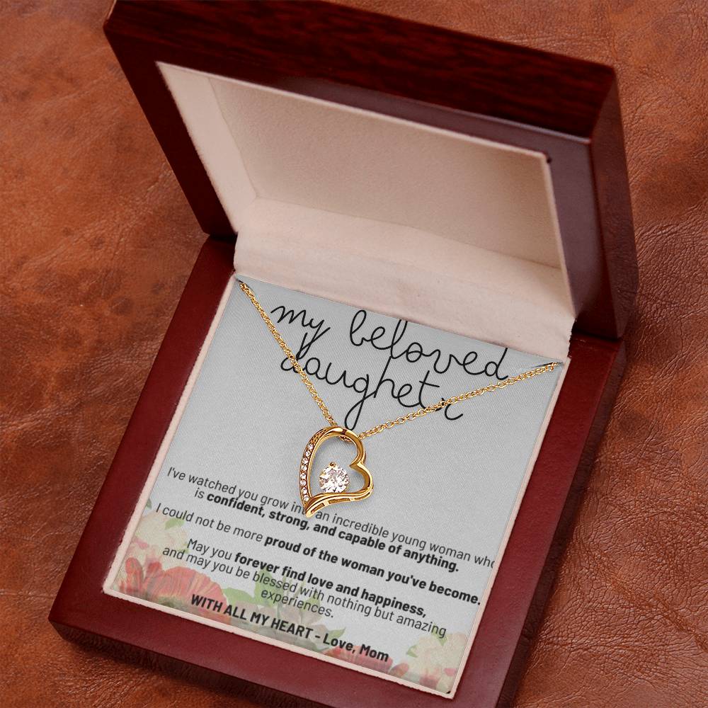 Personalized Heart-Shaped Pendant Necklace Cubic Zirconia for Daughter