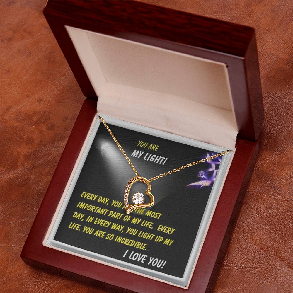 Personalized "You Are My Light" Gift Message Card Necklace for Women