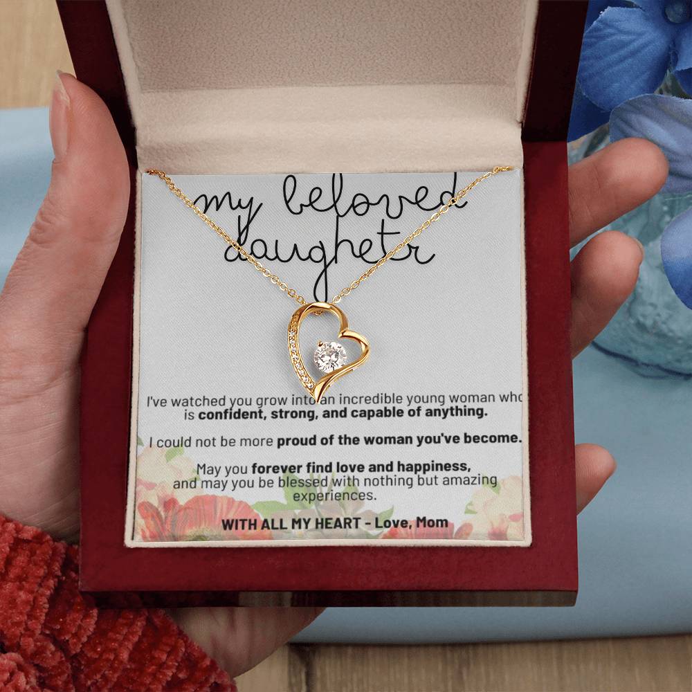 Personalized Heart-Shaped Pendant Necklace Cubic Zirconia for Daughter