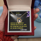 Personalized "You Are My Light" Gift Message Card Necklace for Women