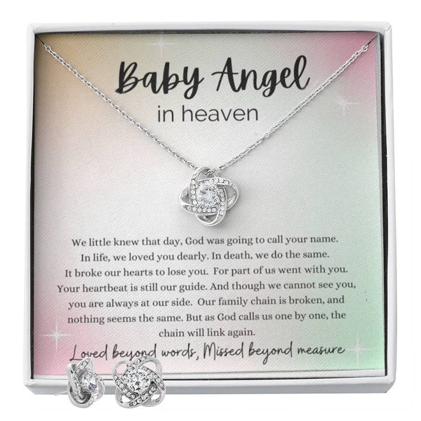 Baby Angel Necklace Love Knot Necklace Remembrance Gift For Women