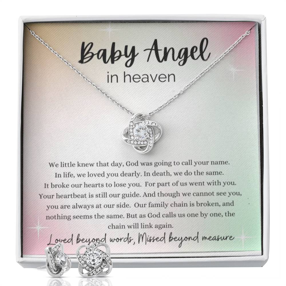 Baby Angel Necklace Love Knot Necklace Remembrance Gift For Women
