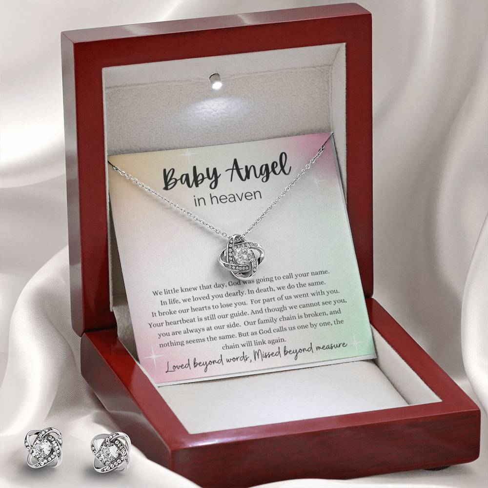 Baby Angel Necklace Love Knot Necklace Remembrance Gift For Women