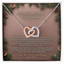 Interlocking Hearts Necklace from Mom to Daughter -  Emotional Message Included