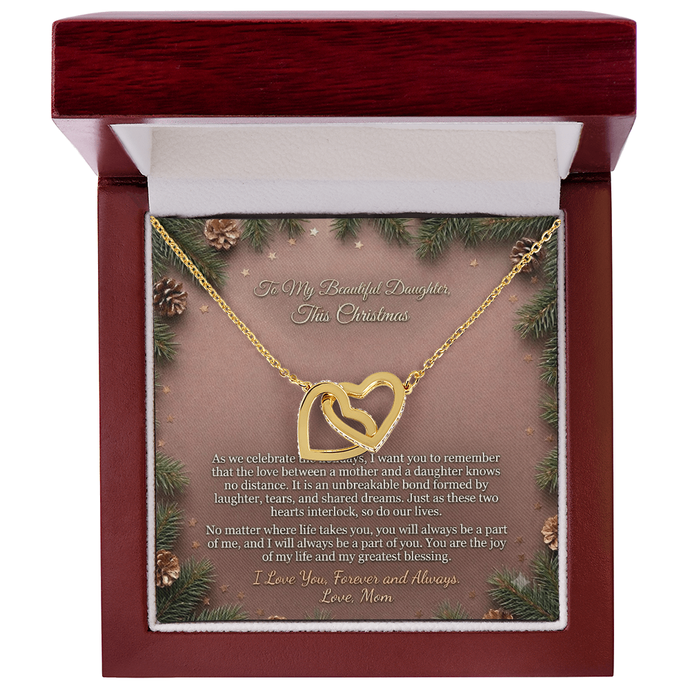 Interlocking Hearts Necklace from Mom to Daughter -  Emotional Message Included