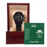 Black Men's Watch for Dad with Engraved Message Father’s Day Gift