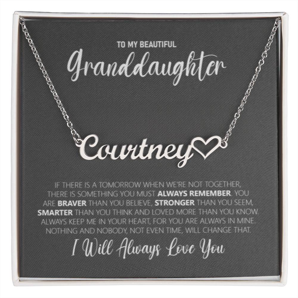 To My Granddaughter: A Name Necklace Keepsake Jewelry Treasures