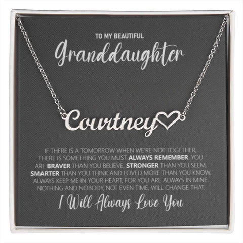 To My Granddaughter: A Name Necklace Keepsake Jewelry Treasures