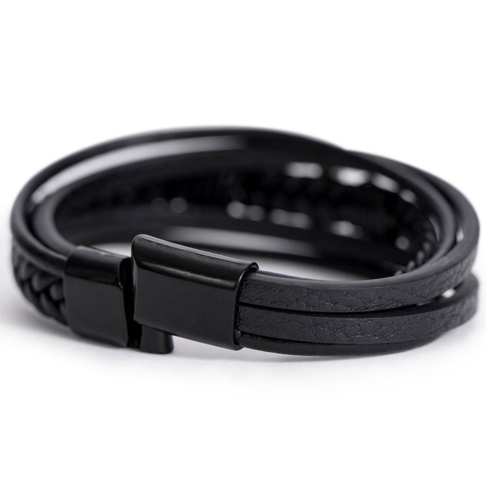 Forever Yours Men's Leather Elegant Cross Bracelet Gift for Husbands