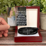 Forever Yours Men's Leather Elegant Cross Bracelet Gift for Husbands