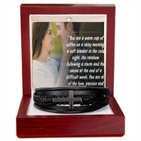 Forever Yours Men's Leather Elegant Cross Bracelet Gift for Husbands