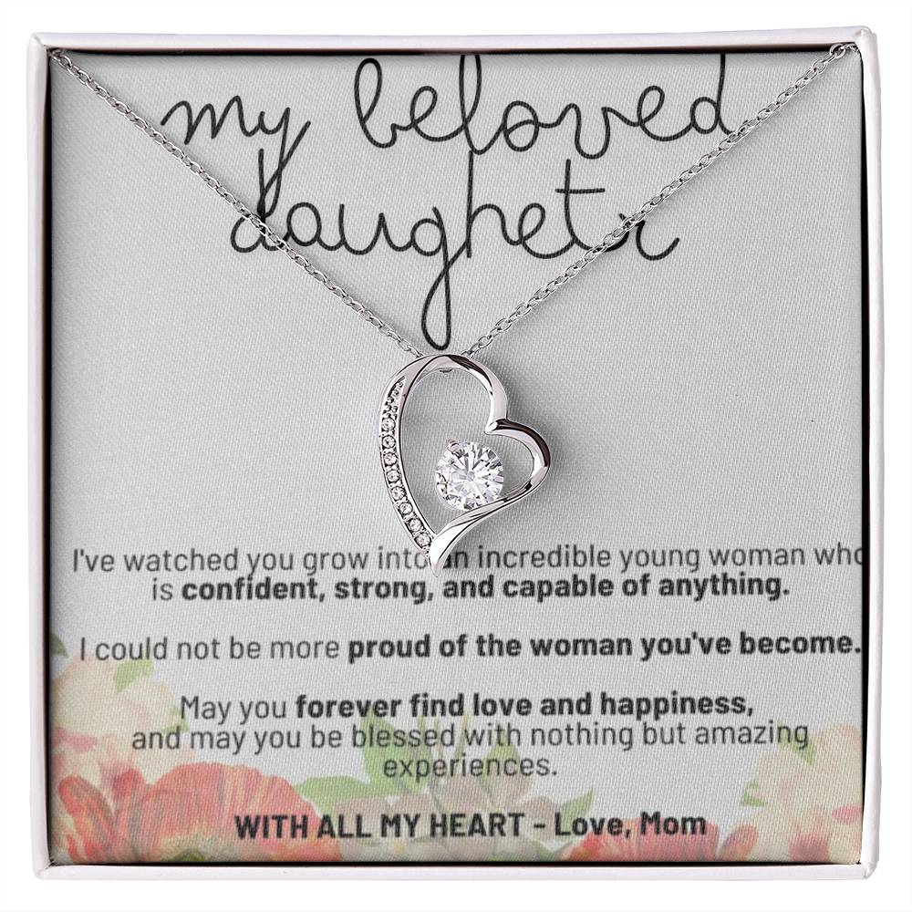 Personalized Heart-Shaped Pendant Necklace Cubic Zirconia for Daughter