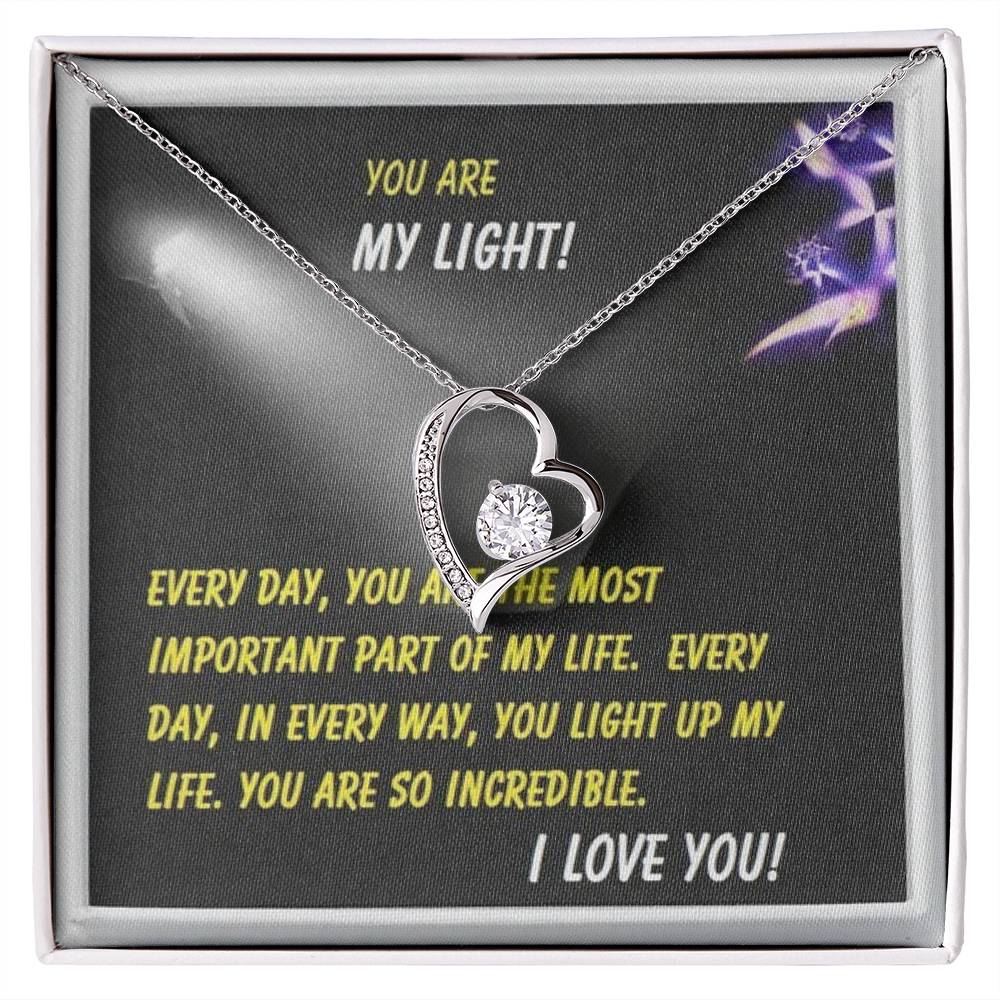Personalized "You Are My Light" Gift Message Card Necklace for Women