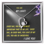 Personalized "You Are My Light" Gift Message Card Necklace for Women