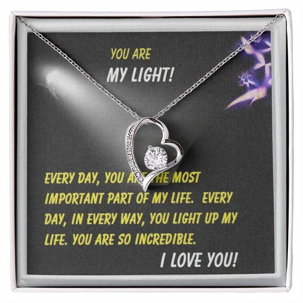 Personalized "You Are My Light" Gift Message Card Necklace for Women