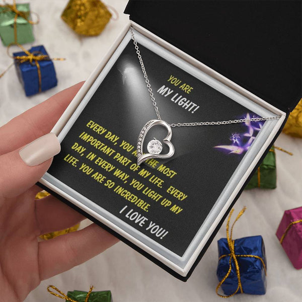 Personalized "You Are My Light" Gift Message Card Necklace for Women