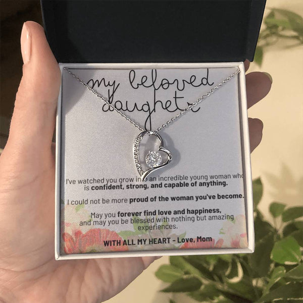 Personalized Heart-Shaped Pendant Necklace Cubic Zirconia for Daughter
