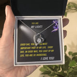 Personalized "You Are My Light" Gift Message Card Necklace for Women