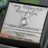 Personalized Heart-Shaped Pendant Necklace Cubic Zirconia for Daughter