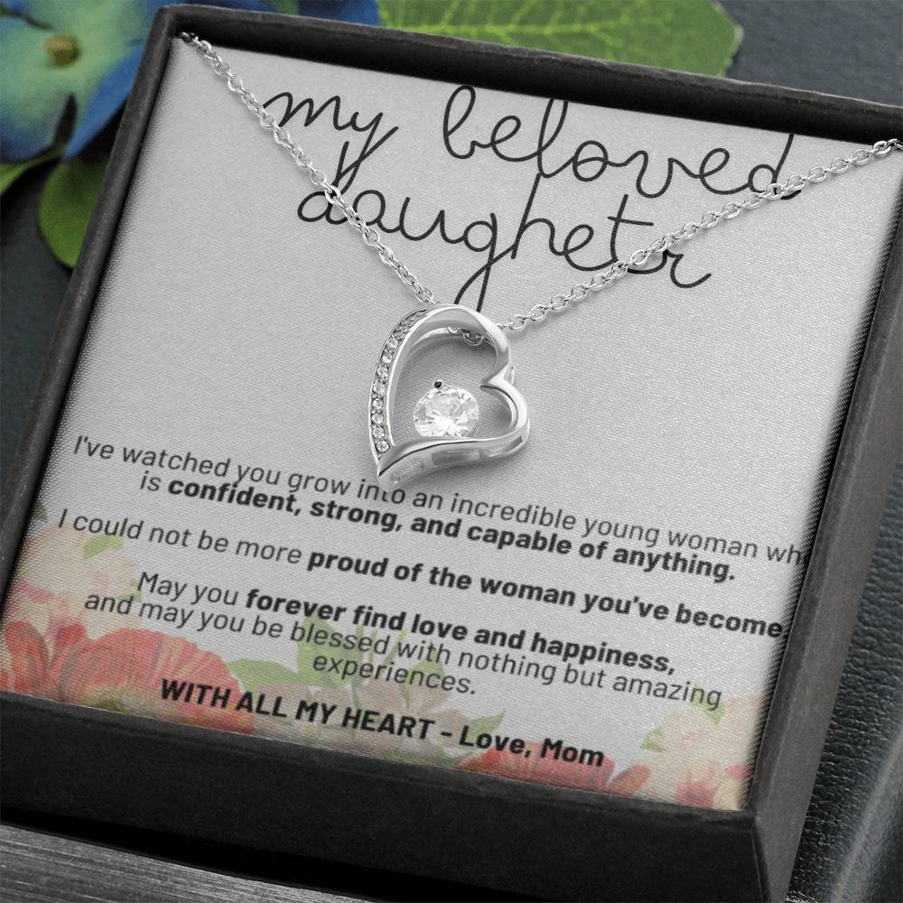 Personalized Heart-Shaped Pendant Necklace Cubic Zirconia for Daughter