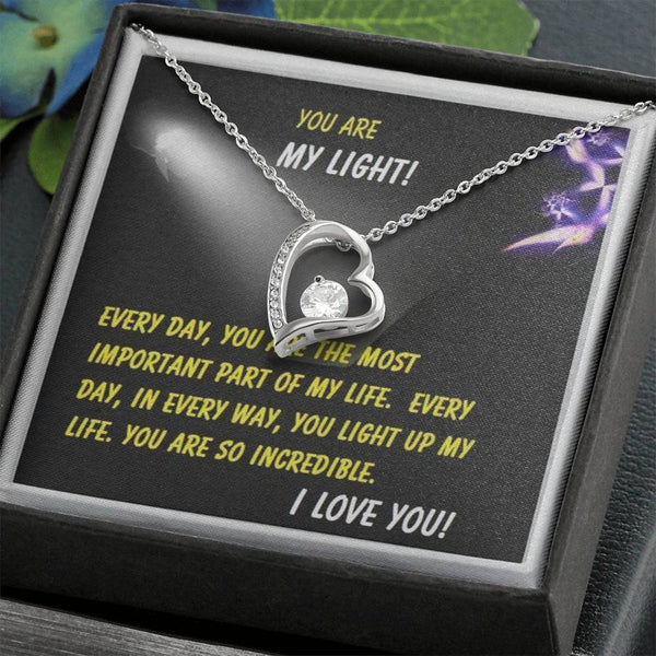 Personalized "You Are My Light" Gift Message Card Necklace for Women