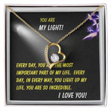 Personalized "You Are My Light" Gift Message Card Necklace for Women