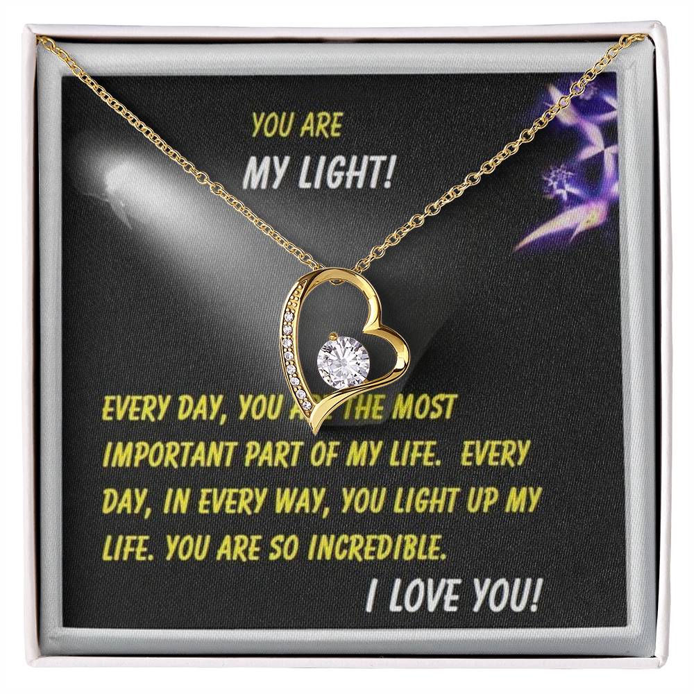 Personalized "You Are My Light" Gift Message Card Necklace for Women