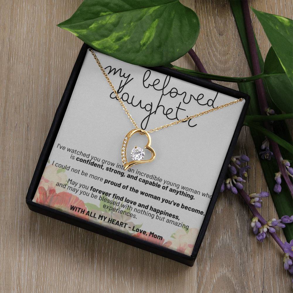 Personalized Heart-Shaped Pendant Necklace Cubic Zirconia for Daughter