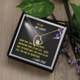 Personalized "You Are My Light" Gift Message Card Necklace for Women